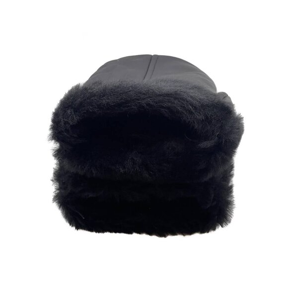 Black Shearling Sheepskin Leather Mittens – Unisex Winter Fur Mittens - Picture 9 of 11